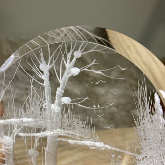 Vintage 1999 Lucite Outdoor Scene Reverse Carved Sculpture by Frank Albrecht FRA - Picture 17 of 17